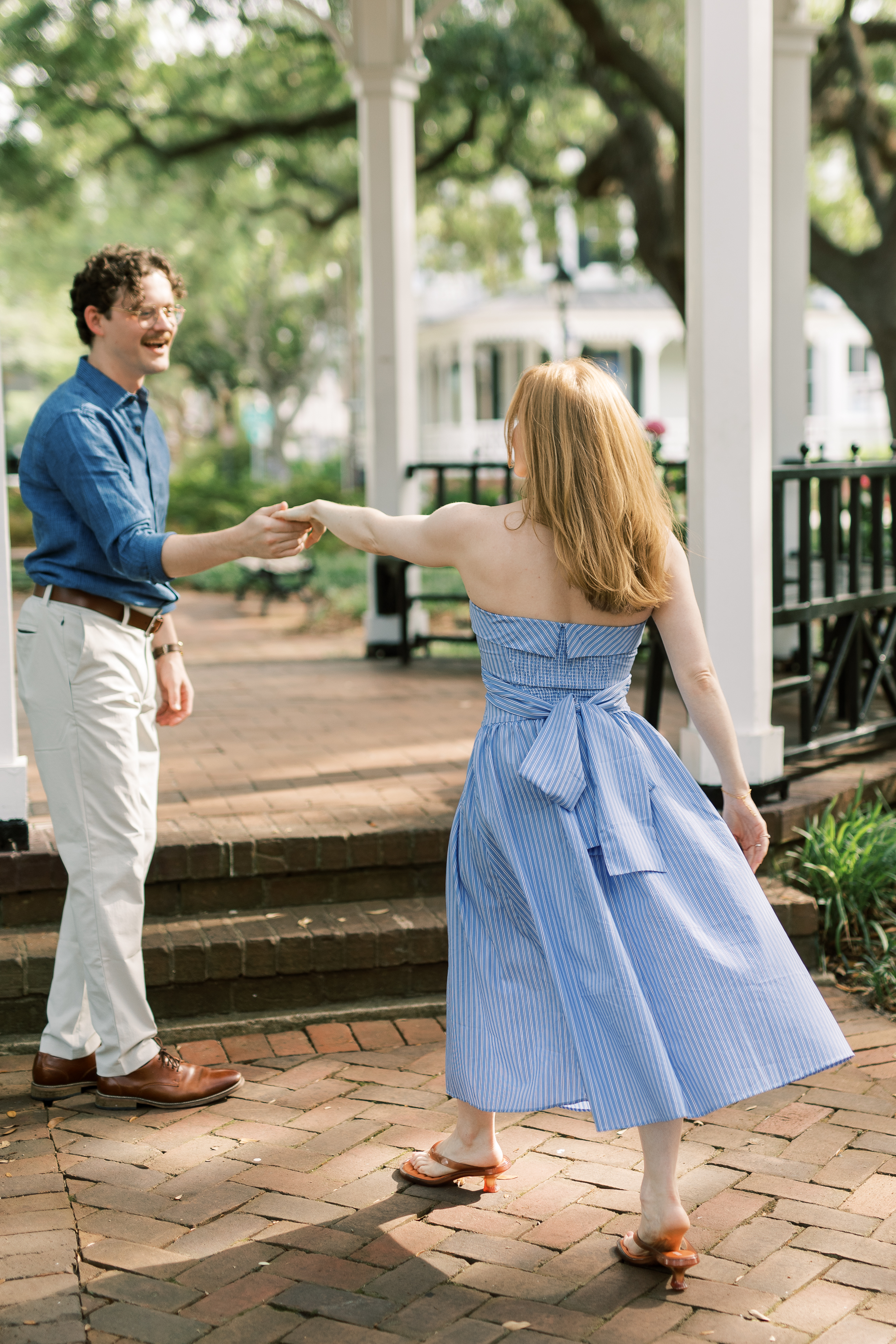 Morgan and Brendan during their engagement session in Savannah