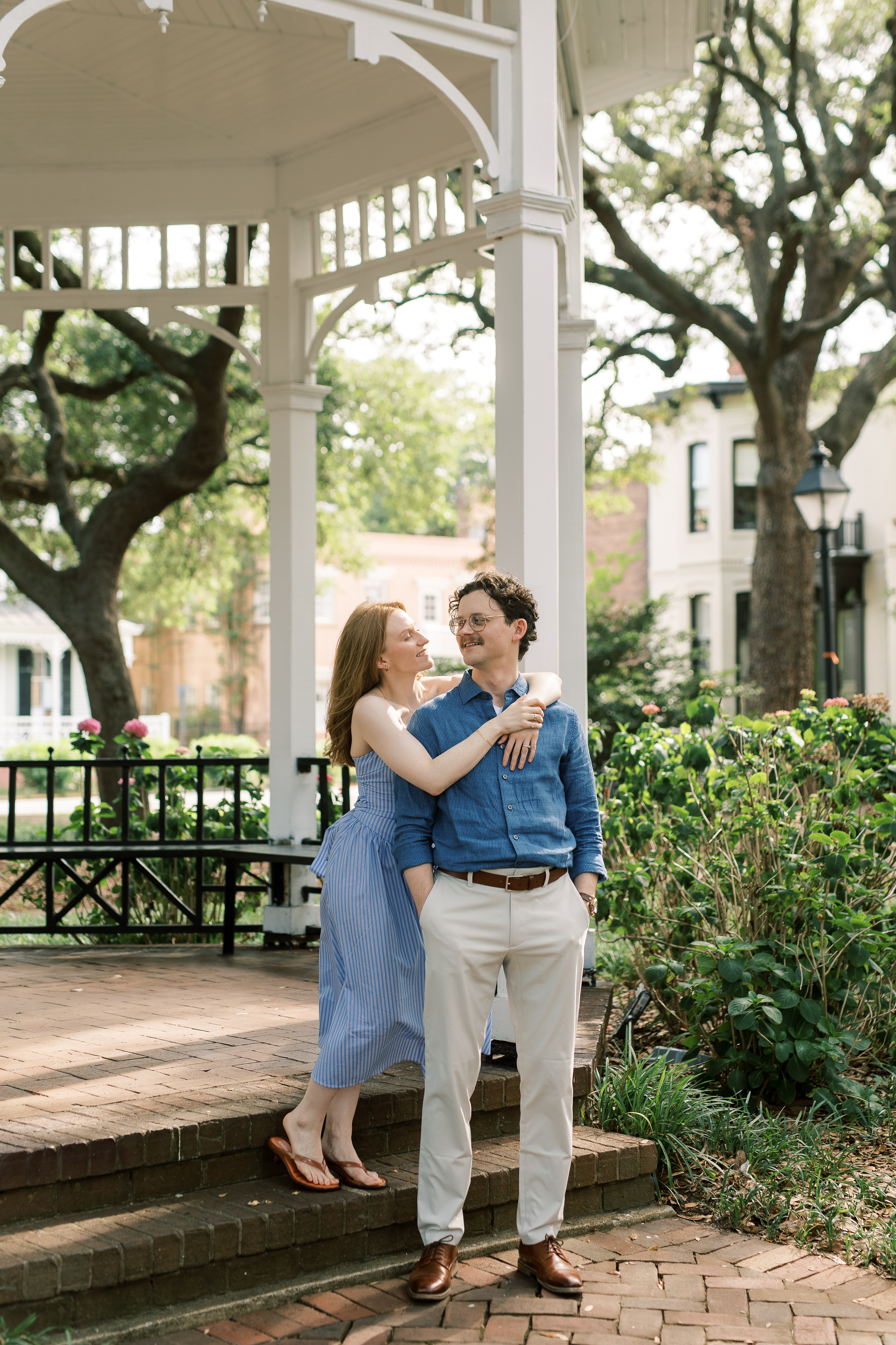 Morgan and Brendan sharing a quiet engagement portrait