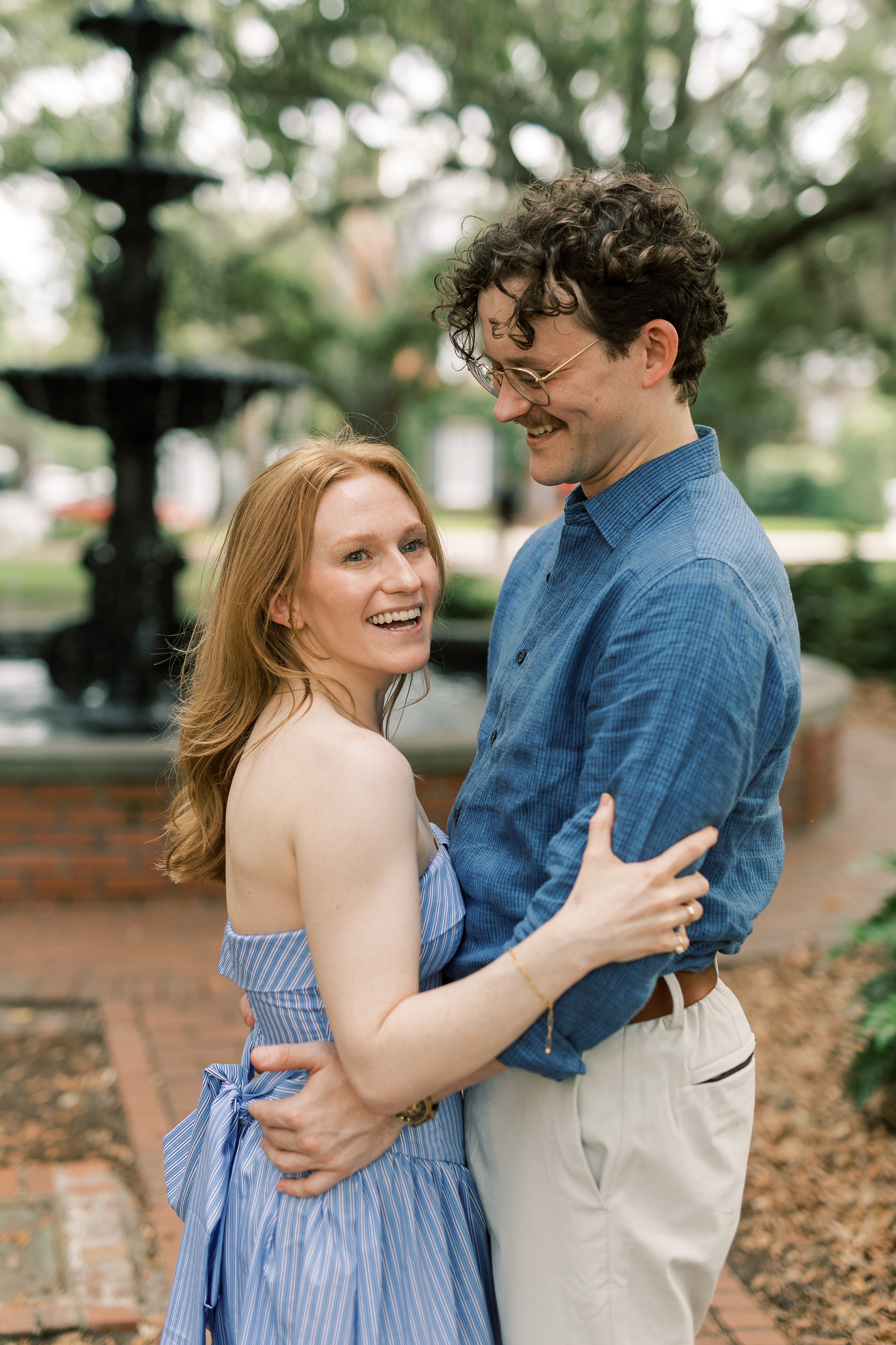 Morgan and Brendan holding one another during their engagement photos