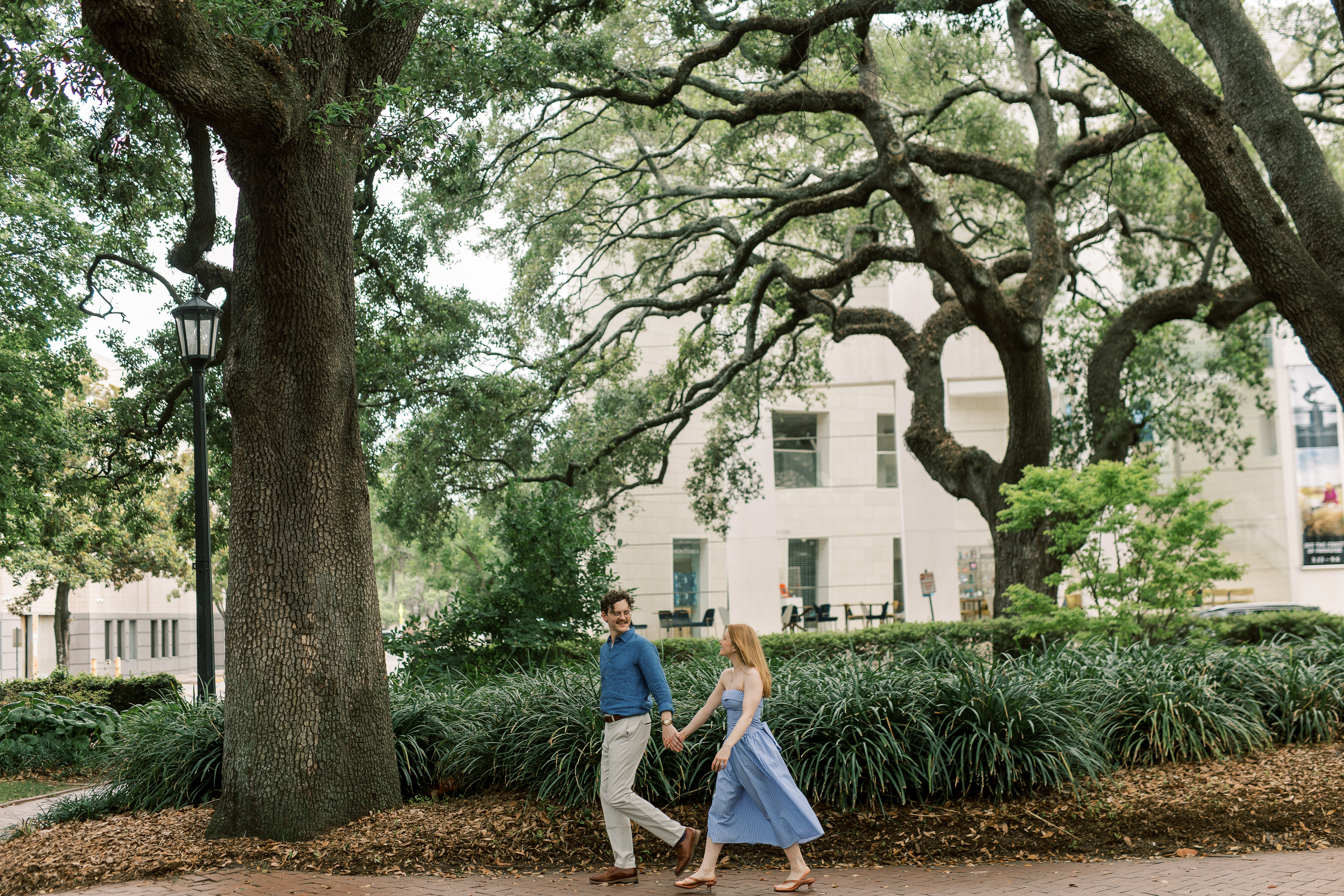 Morgan and Brendan in a romantic Savannah engagement portrait