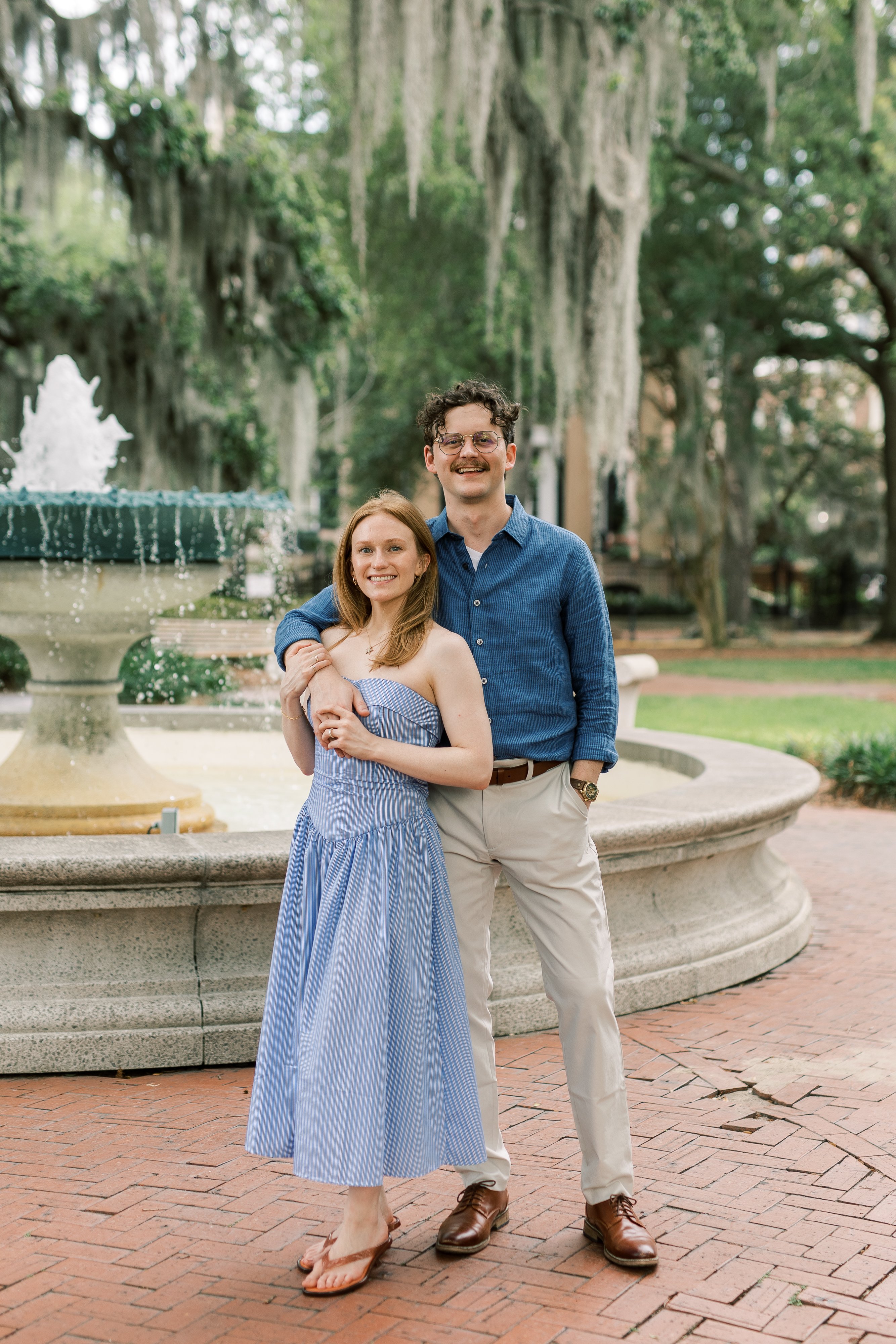 Morgan and Brendan together beneath the oaks