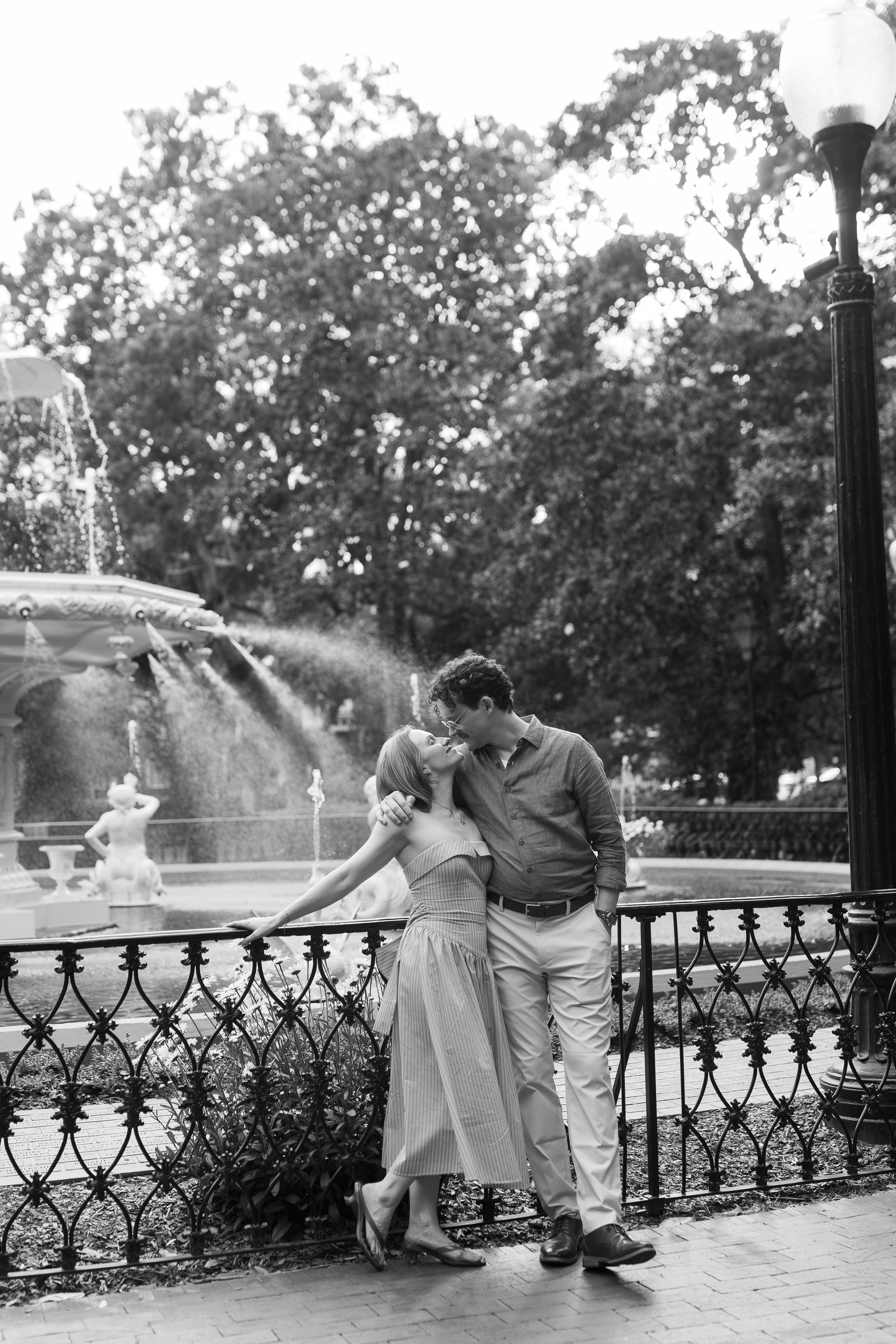 Morgan and Brendan celebrating their engagement in Savannah